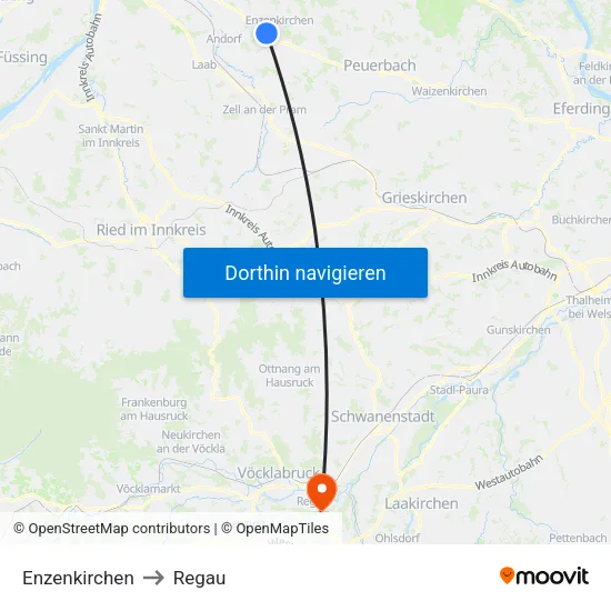 Enzenkirchen to Regau map