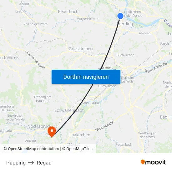 Pupping to Regau map