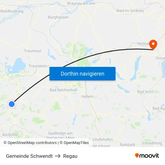 Gemeinde Schwendt to Regau map