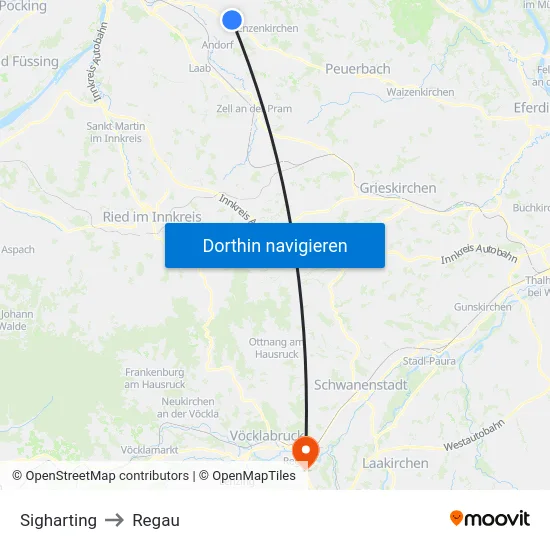 Sigharting to Regau map