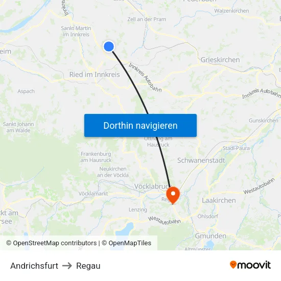 Andrichsfurt to Regau map