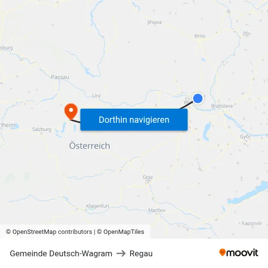 Gemeinde Deutsch-Wagram to Regau map