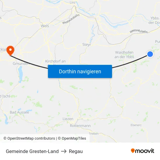 Gemeinde Gresten-Land to Regau map