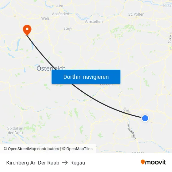 Kirchberg An Der Raab to Regau map