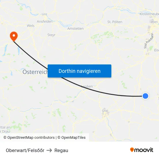Oberwart/Felsőőr to Regau map