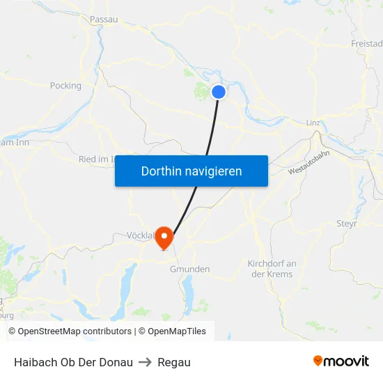 Haibach Ob Der Donau to Regau map