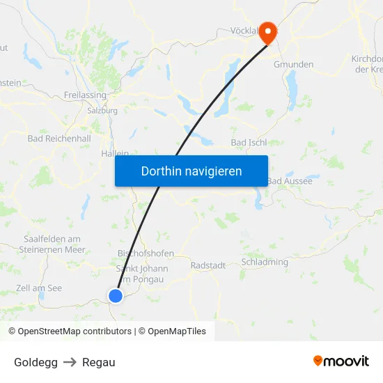Goldegg to Regau map