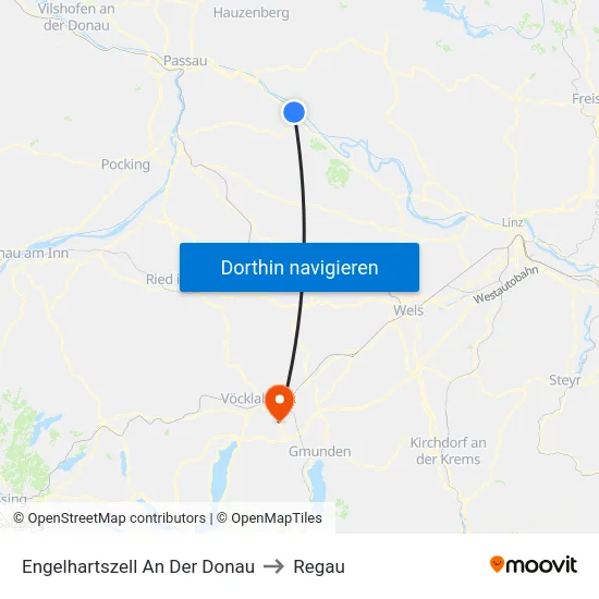 Engelhartszell An Der Donau to Regau map