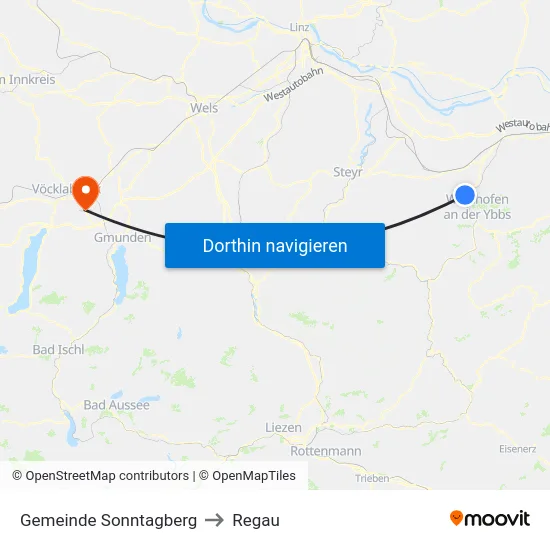 Gemeinde Sonntagberg to Regau map