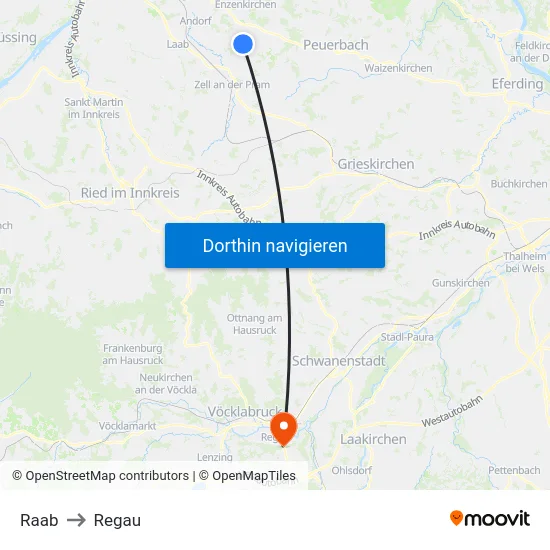 Raab to Regau map
