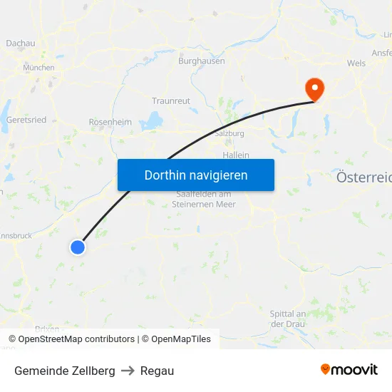 Gemeinde Zellberg to Regau map