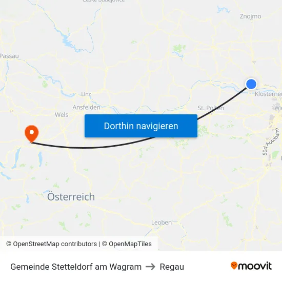 Gemeinde Stetteldorf am Wagram to Regau map