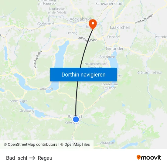 Bad Ischl to Regau map