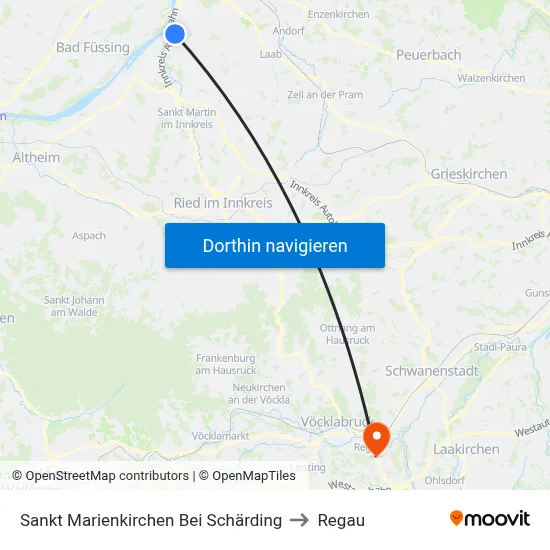 Sankt Marienkirchen Bei Schärding to Regau map