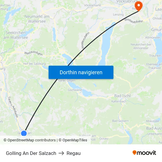 Golling An Der Salzach to Regau map