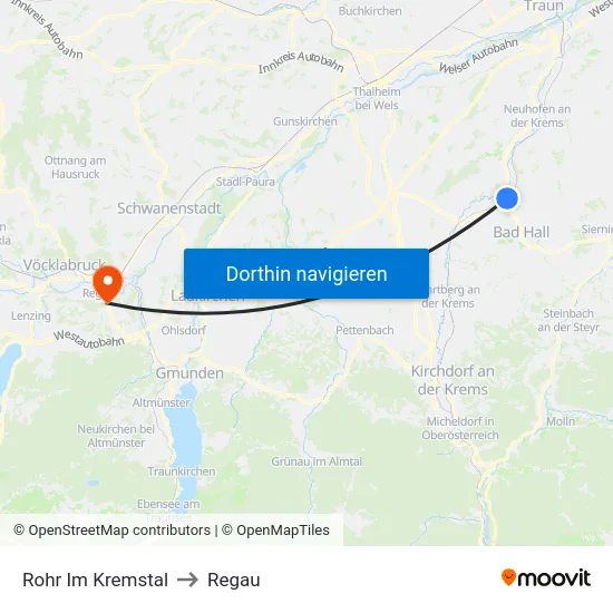 Rohr Im Kremstal to Regau map