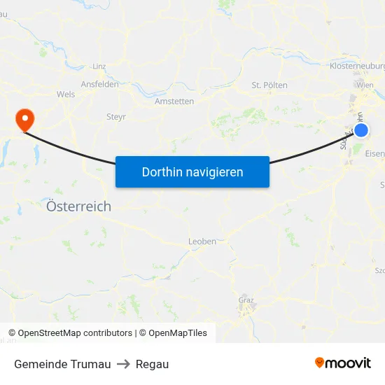 Gemeinde Trumau to Regau map