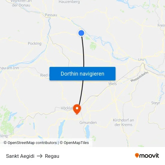 Sankt Aegidi to Regau map