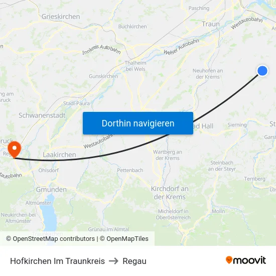 Hofkirchen Im Traunkreis to Regau map