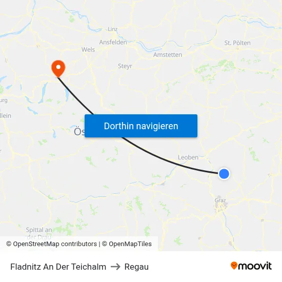 Fladnitz An Der Teichalm to Regau map