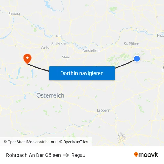 Rohrbach An Der Gölsen to Regau map