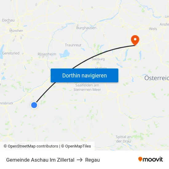 Gemeinde Aschau Im Zillertal to Regau map