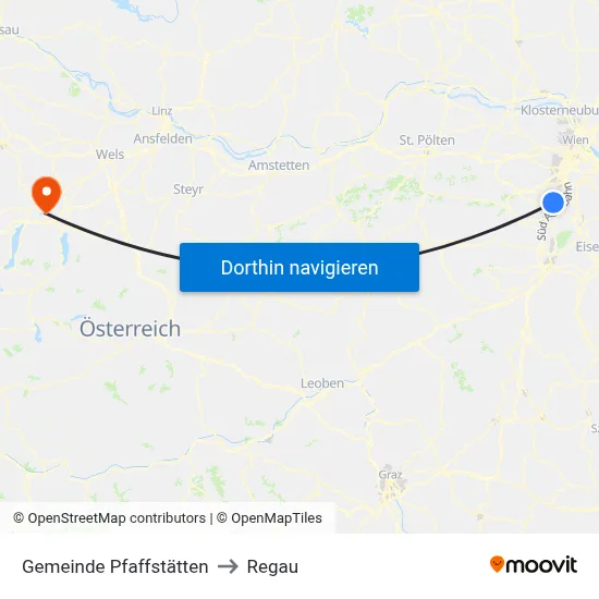Gemeinde Pfaffstätten to Regau map