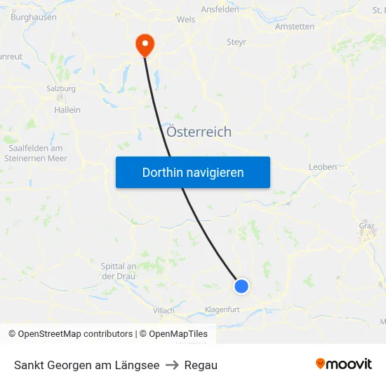 Sankt Georgen am Längsee to Regau map