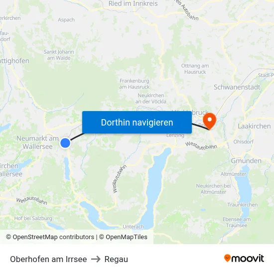 Oberhofen am Irrsee to Regau map