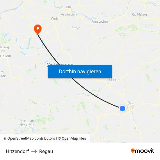 Hitzendorf to Regau map