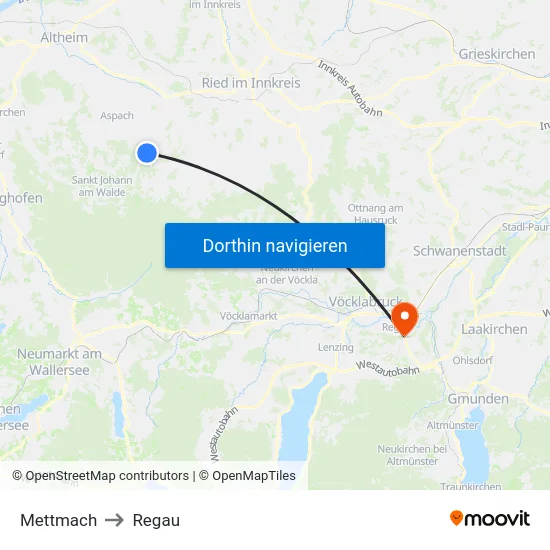 Mettmach to Regau map