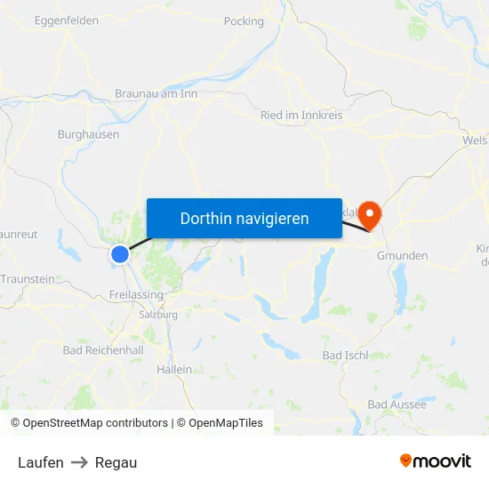 Laufen to Regau map