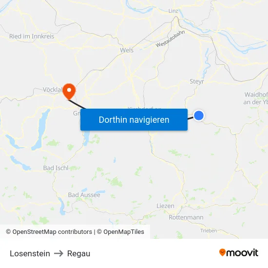 Losenstein to Regau map