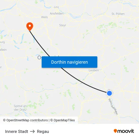 Innere Stadt to Regau map