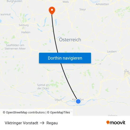 Viktringer Vorstadt to Regau map