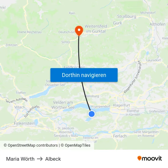 Maria Wörth to Albeck map