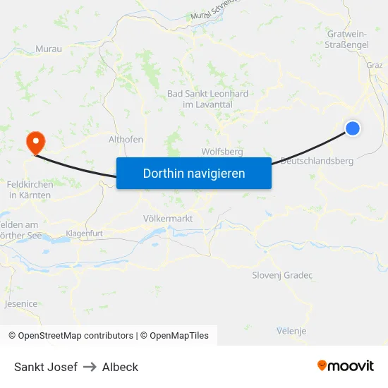 Sankt Josef to Albeck map