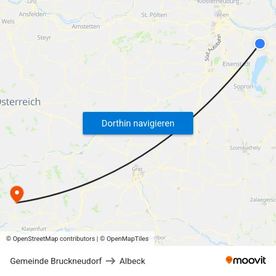 Gemeinde Bruckneudorf to Albeck map