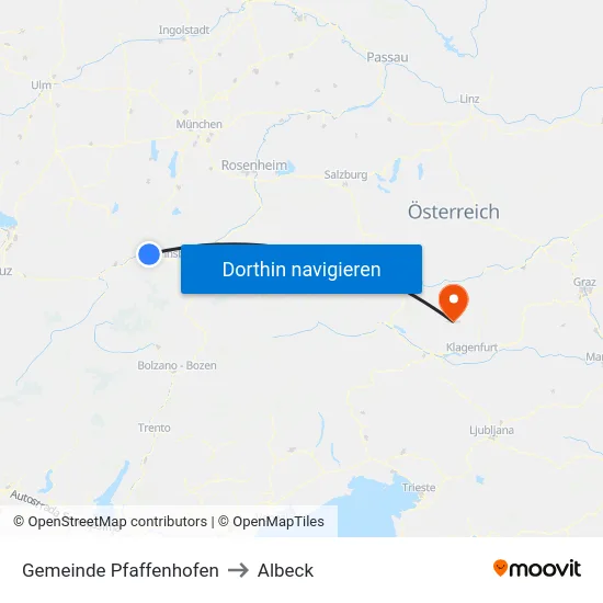 Gemeinde Pfaffenhofen to Albeck map