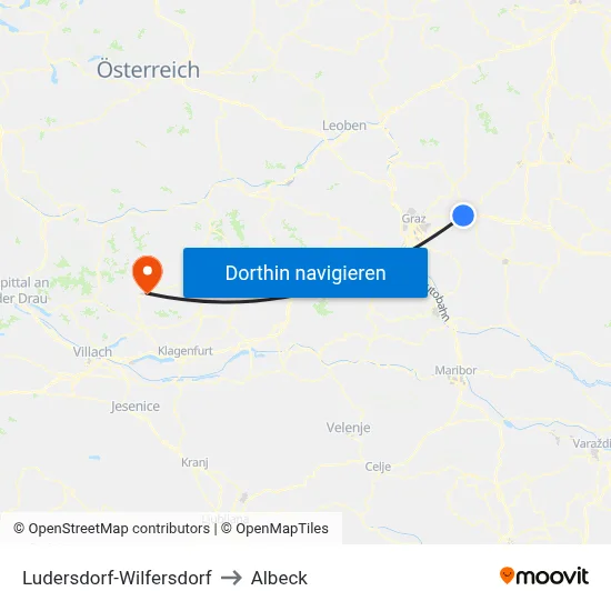 Ludersdorf-Wilfersdorf to Albeck map