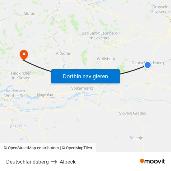 Deutschlandsberg to Albeck map