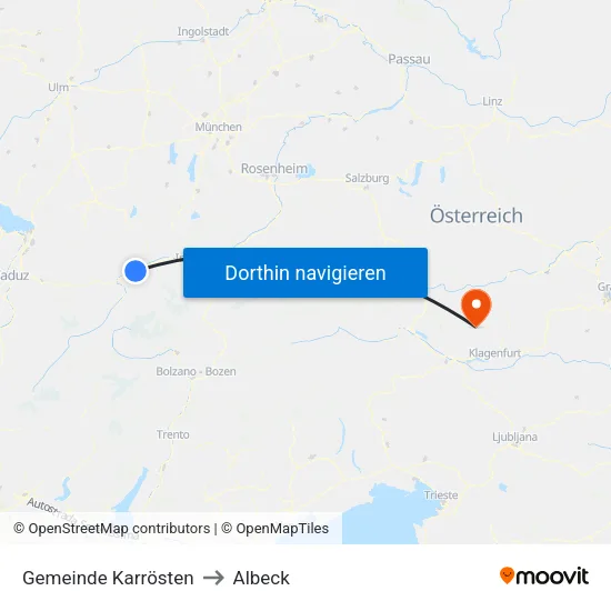 Gemeinde Karrösten to Albeck map