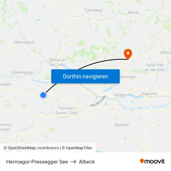 Hermagor-Pressegger See to Albeck map
