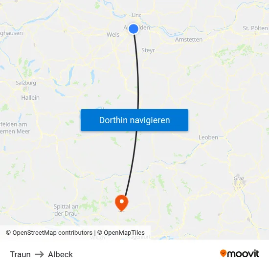 Traun to Albeck map