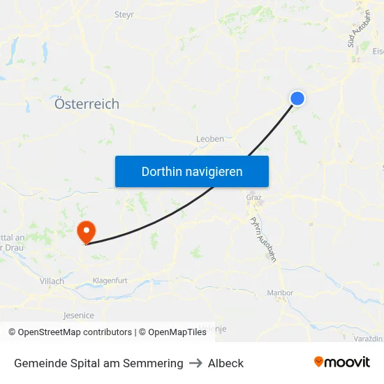 Gemeinde Spital am Semmering to Albeck map