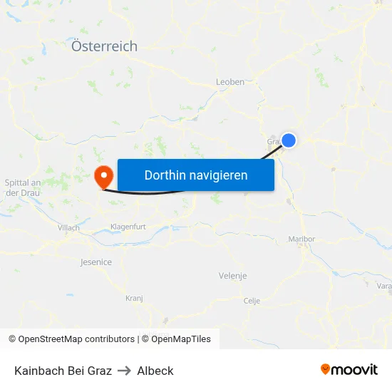 Kainbach Bei Graz to Albeck map