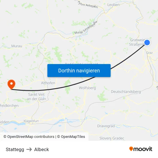 Stattegg to Albeck map