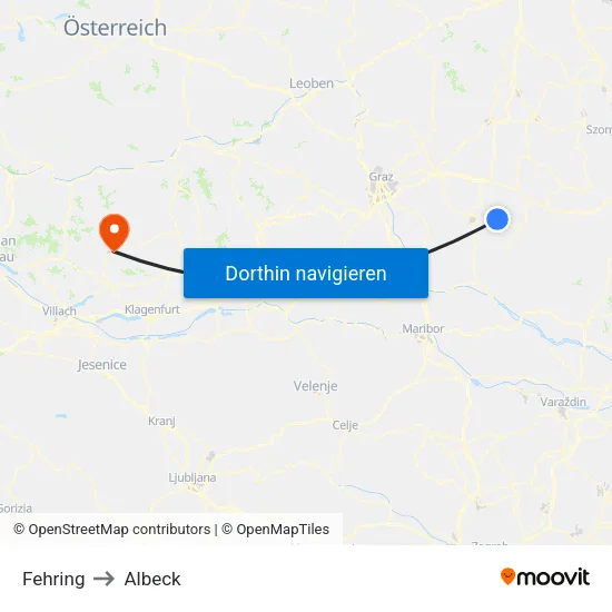 Fehring to Albeck map