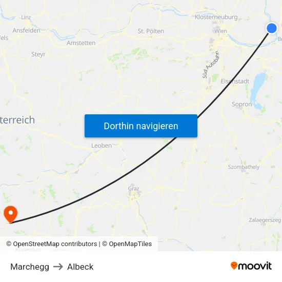Marchegg to Albeck map