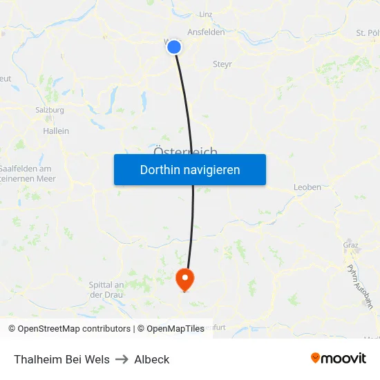 Thalheim Bei Wels to Albeck map